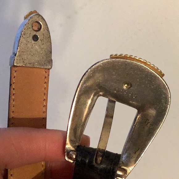 Onyx Black Leather Vintage Belt Size 28 - Picture 3 of 6